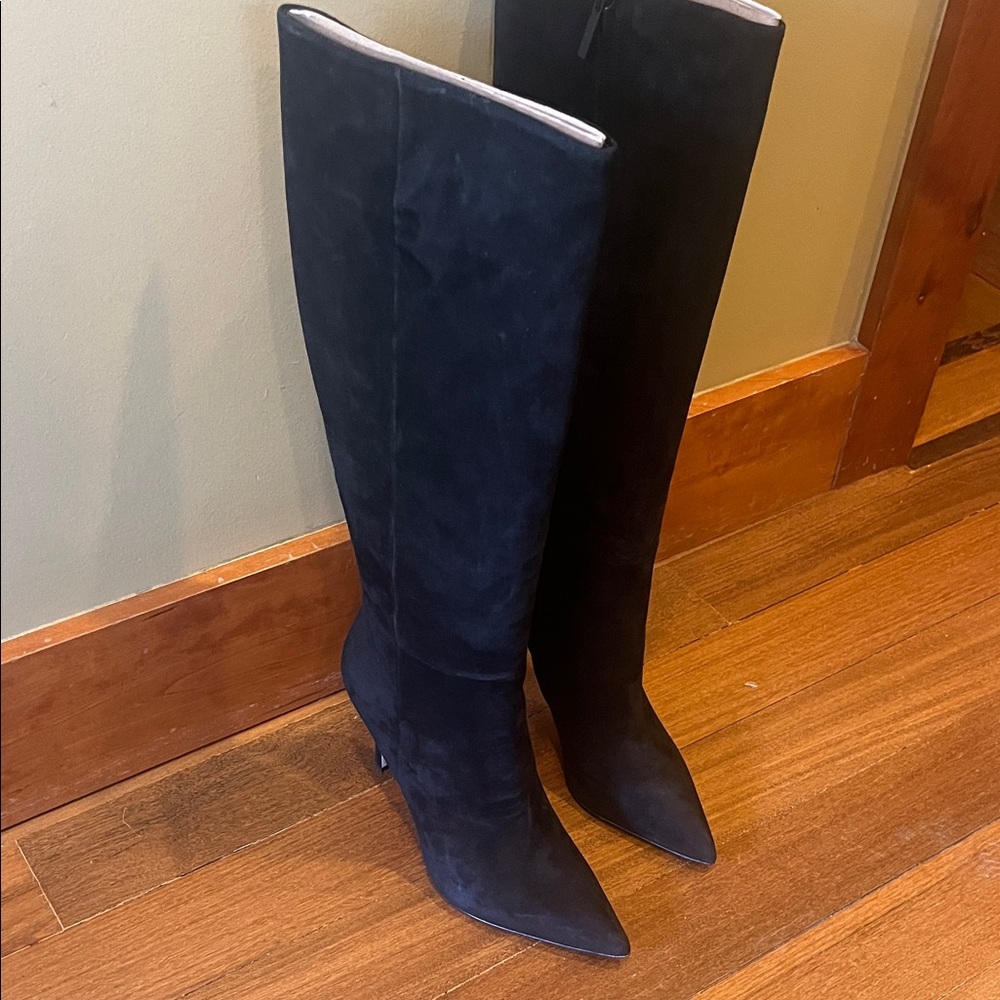 Black Suede Knee-High Women's Boots